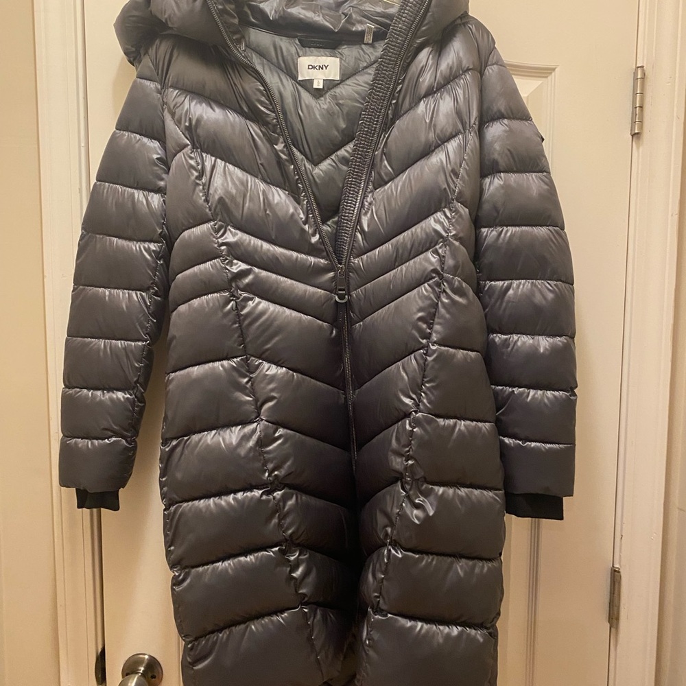 DKNY Women's Charcoal Puffer Jacket